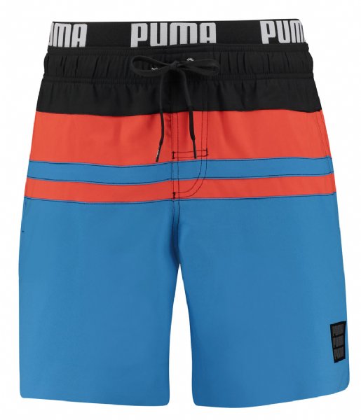 Puma  Swim Heritage Stripe Mid Shorts 1P Blue Combo (002)