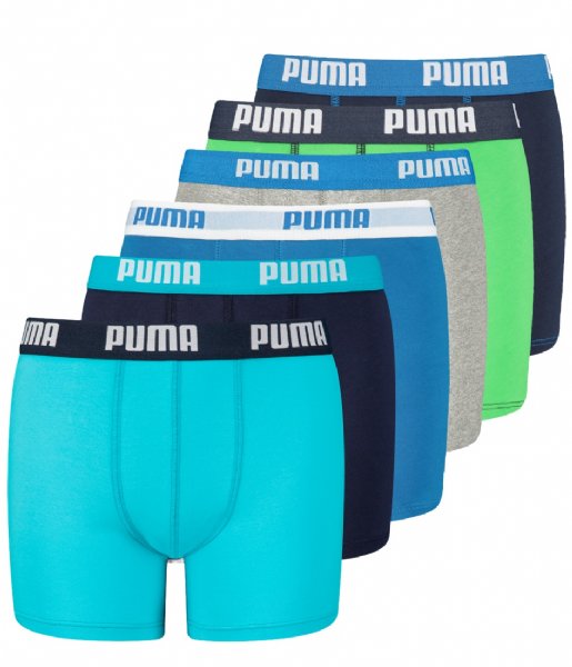Puma Boxershort Basic Boxer 6P Blue Green (001)