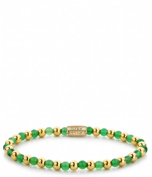 Rebel and Rose Armband Mix Green Harmony - 4mm - yellow gold plated Groen/goud-kleur Rebel and Rose Armband Mix Green Harmony - 4mm - yellow gold plated Groen/goud-kleur