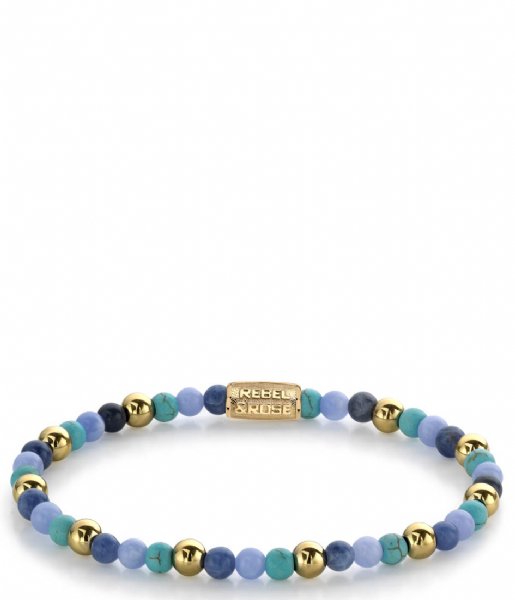 Rebel and Rose Armband Winter Blues - 4mm - yellow gold plated Turquoise, Blauw, Geelgoud Rebel and Rose Armband Winter Blues - 4mm - yellow gold plated Turquoise, Blauw, Geelgoud