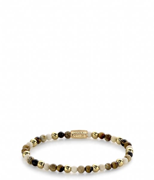 Rebel and Rose Armband Autumn Love - 4mm - yellow gold plated Bruin/Beige/Geelgoud Rebel and Rose Armband Autumn Love - 4mm - yellow gold plated Bruin/Beige/Geelgoud
