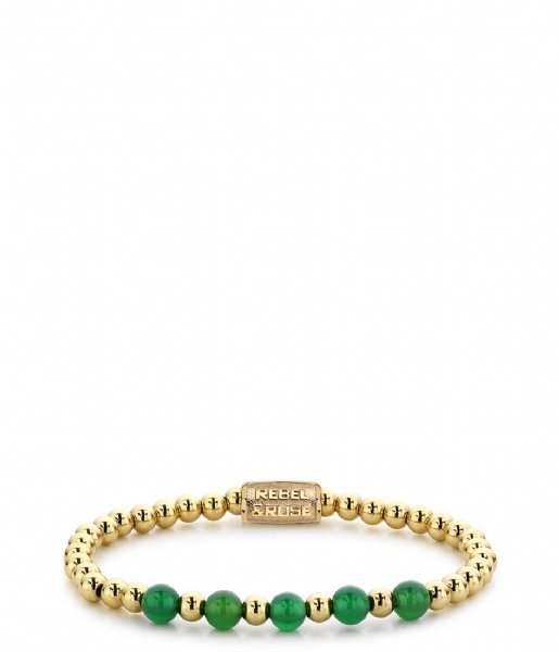 Rebel and Rose Armband Yellow Gold meets Green Harmony - 6mm Geelgoud met groen Rebel and Rose Armband Yellow Gold meets Green Harmony - 6mm Geelgoud met groen