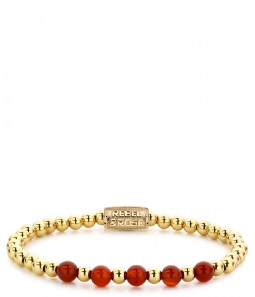 Rebel and Rose Armband Yellow Gold meets Amazing Grace - 6mm Geelgoud met rood Rebel and Rose Armband Yellow Gold meets Amazing Grace - 6mm Geelgoud met rood