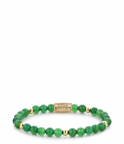 Rebel and Rose  Green Harmony - 6mm - yellow gold plated Groen met goud-kleur