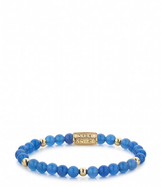 Rebel and Rose Armband Brightening Blue - 6mm - yellow gold plated Blauw met goud-kleur Rebel and Rose Armband Brightening Blue - 6mm - yellow gold plated Blauw met goud-kleur