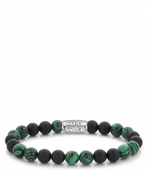 Rebel and Rose Armband Matt Malachite Twist - 8mm Groen/Zwart Rebel and Rose Armband Matt Malachite Twist - 8mm Groen/Zwart
