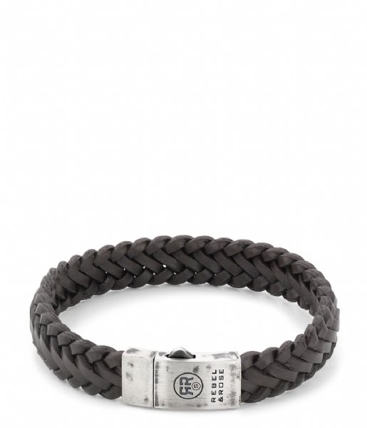 Rebel and Rose Armband Braided Raw Matt Earth Bruin Rebel and Rose Armband Braided Raw Matt Earth Bruin