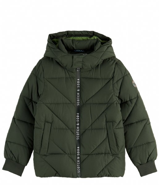 Scotch and Soda  Boys Water-repellent hooded jacket Military (360)