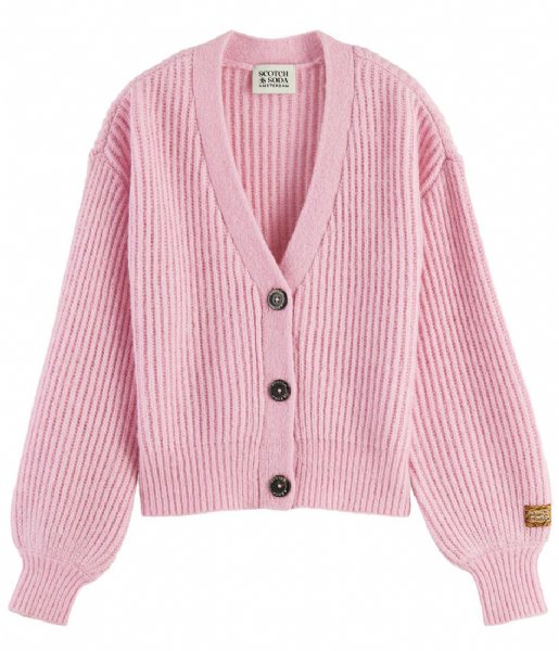 Scotch and Soda  V-Neck Boxy-Fit Knitted Cardigan Memphis Pink (4603)