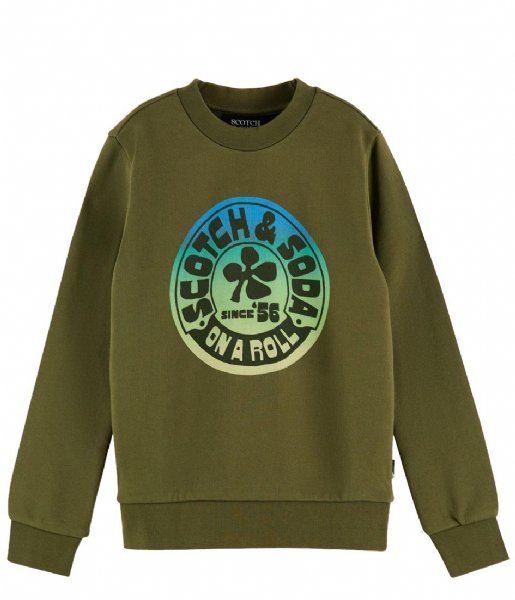 Scotch and Soda  Boys Regular Fit Artwork Sweatshirt Military (0360)
