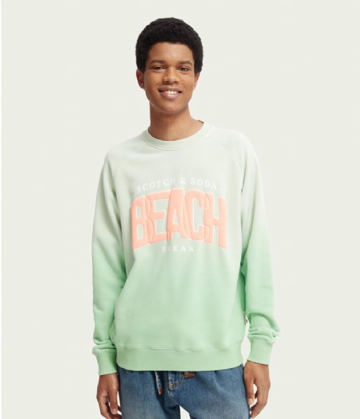Scotch and Soda  Relaxed Graphic Washed Crewneck Felpa Mint (108)