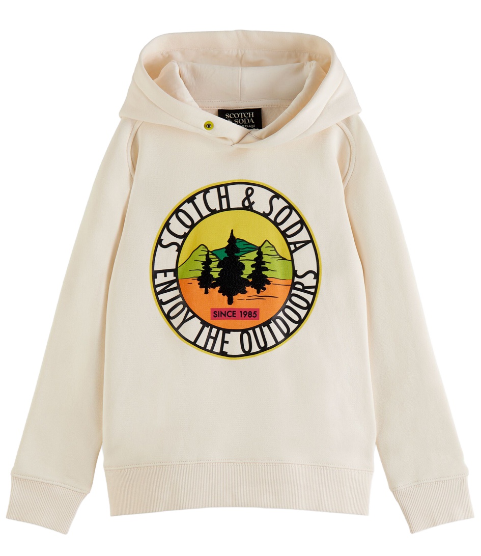 Scotch & Soda Boys Hoody with Logo Artwork in Two-Tone Quality Sweatshirt 
