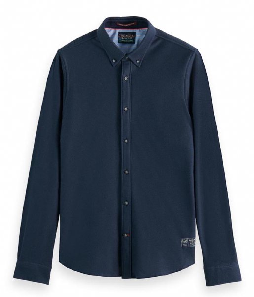 Scotch and Soda  Slim Fit Chic Knitted Twill Shirt Navy (0004)