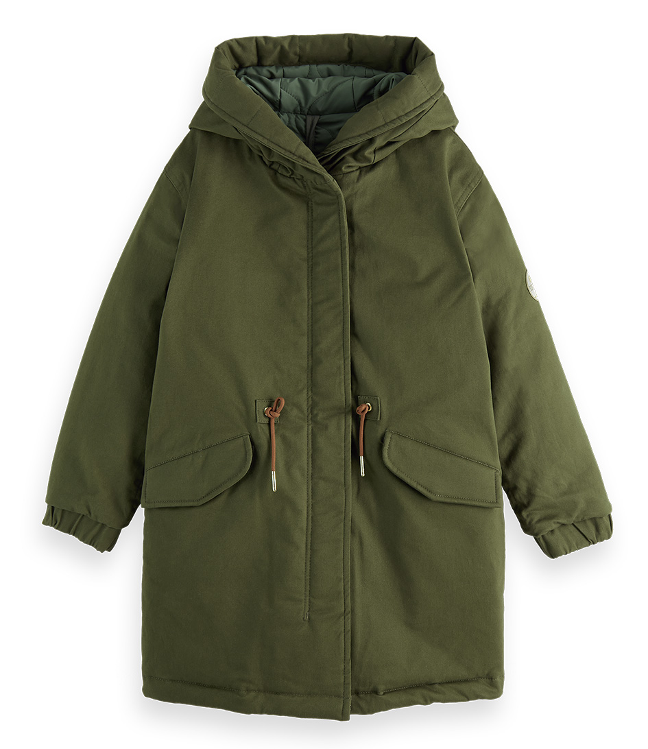 Noord Buiten adem Perth Scotch and Soda Winter coat Girls Reversible parka jacket Military (360) |  The Little Green Bag