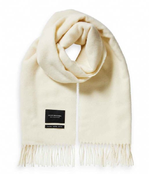 Scotch and Soda  Fringed woven Wool scarf Arctic White (4309)