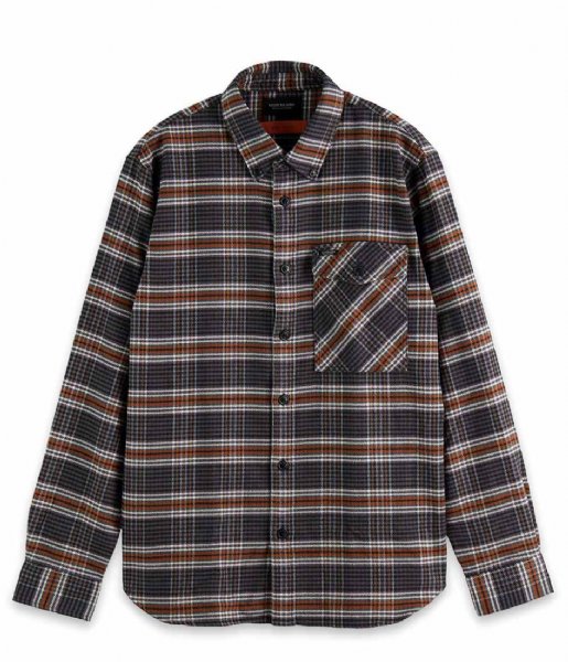 Scotch and Soda  Checked brushed twill shirt in seasonal relaxed fit Combo C (0219)