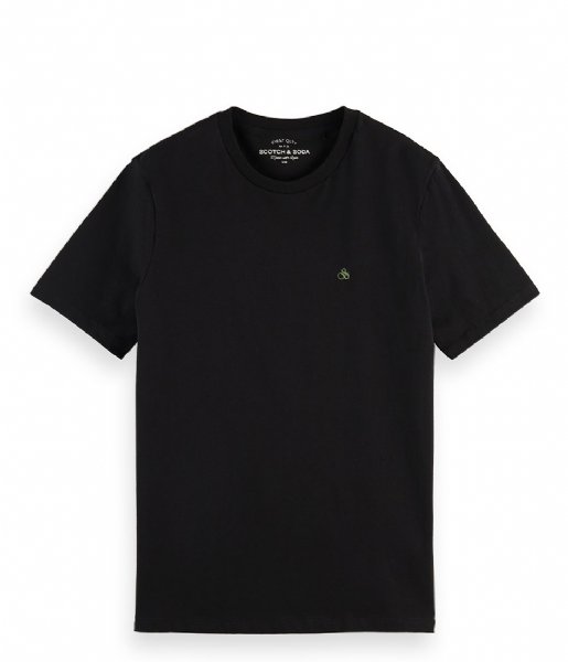 Scotch and Soda  Essentials Crewneck jersey T shirt in Organic Cotton Black (0008)