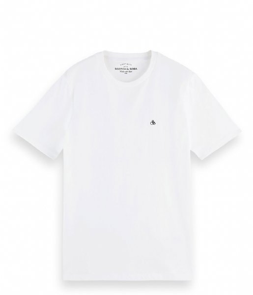 Scotch and Soda  Essentials Crewneck jersey T shirt in Organic Cotton White (0006)