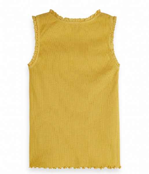 Scotch and Soda  Girls Fitted Rib Tank-Top With Lace Edges Pineapple (1176)