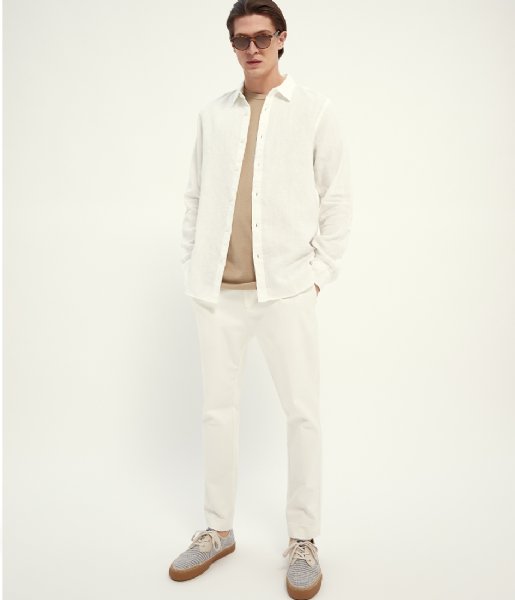 Scotch and Soda  REGULAR FIT Garment dyed linen shirt with sleeve roll up Denim White (0102)