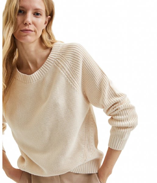 buik toegang paradijs Selected Femme trui Knitted Pullover O-Neck Birch | The Little Green Bag
