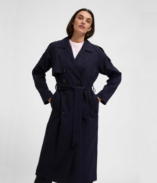 Selected Femme  Trench Coat B Coll Dark Navy