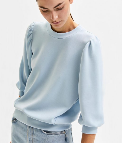 Selected Femme  Slftenny 3/4 Sweat Top Cashmere Blue