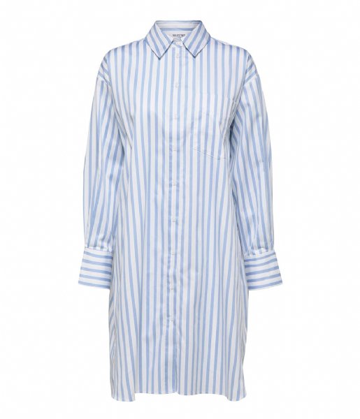 Selected Femme  Dora Longsleeve Striped Long Shirt Bright White