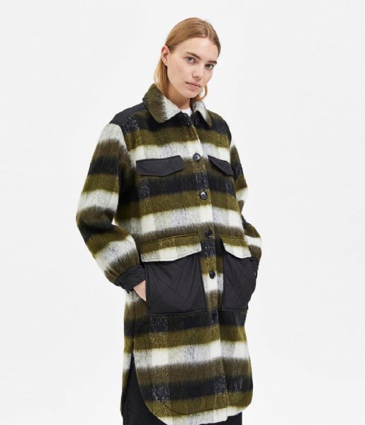 Selected Femme  Margon Wool Coat B Ivy Green Check All Over (3931518)
