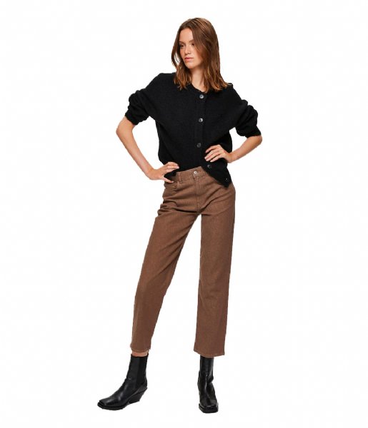 Selected Femme  Lulu Long Sleeve Knit Short Cardigan B Black