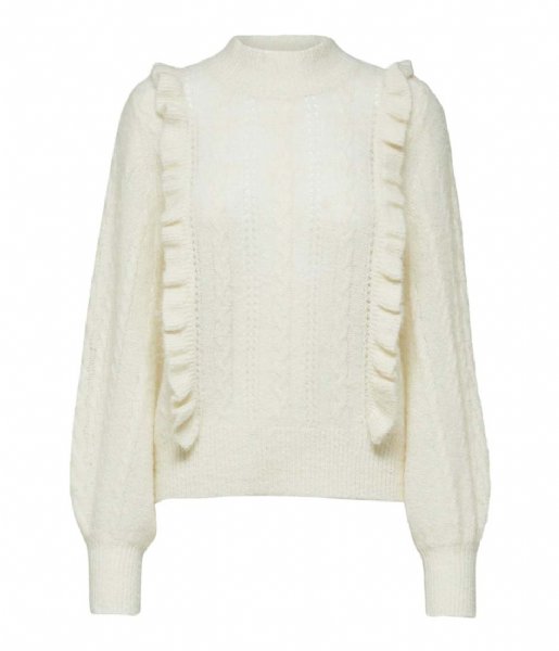 Selected Femme  True Long Sleeve Cable Knit High Snow White