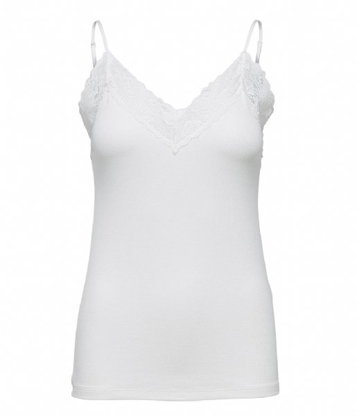Selected Femme  Mandy Rib Lace Singlet Snow White