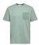 Selected Homme  Relaxarvid SS O Neck Tee W Granite Green