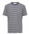 Selected Homme  Relaxbutch Stripe SS Neck Tee U Navy Blue