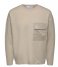Selected Homme  Fell LS Knit Pocket Crew G Oatmeal