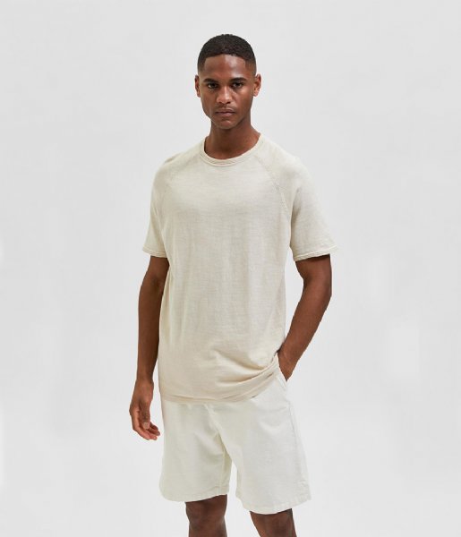 Selected Homme  Sunny SS Knit Crew Neck W Egret