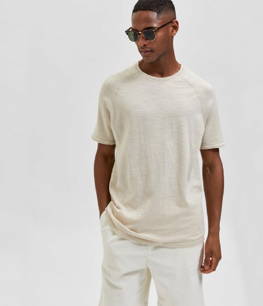 Selected Homme  Sunny SS Knit Crew Neck W Egret