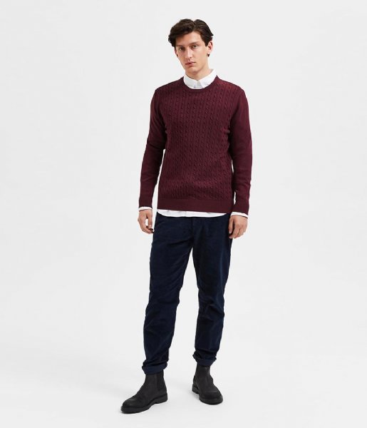 Selected Homme  Aiko Long Sleeve Knit Cable Crew Neck B Port Royale (#502B33)