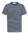 Selected Homme  Andy Stripe  Short Sleeve O Neck Tee W Sky Captain