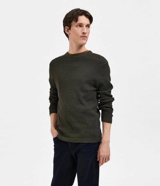 Selected Homme  Rocks Long Sleeve Knit Crewneck Forest Night