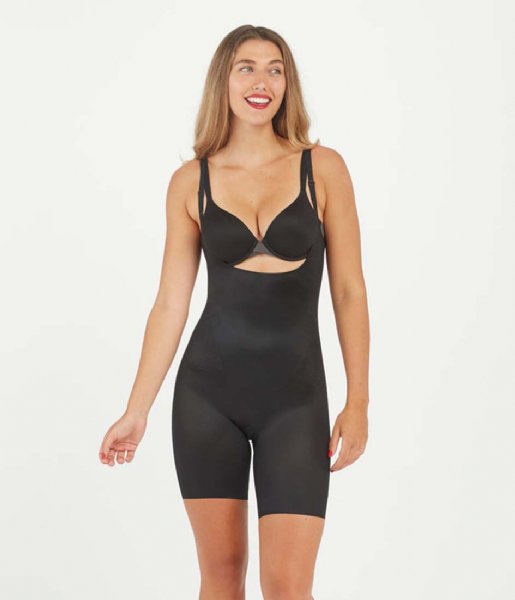 Spanx  Thinstincts 2.0 Open Bust Mid Thigh Body Very Black (99990)