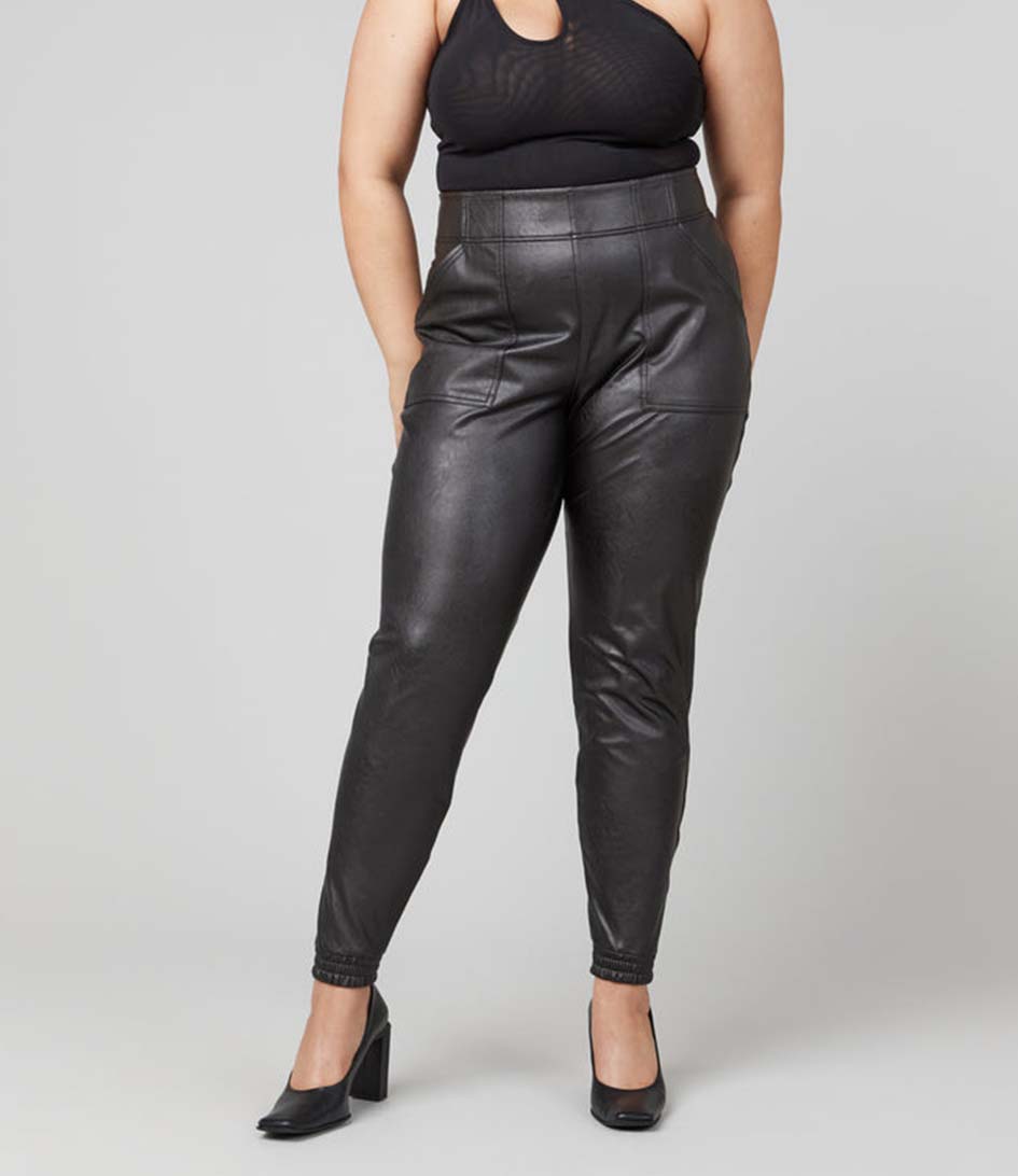 Spanx Faux Leather Jogger Pants Black Size Small