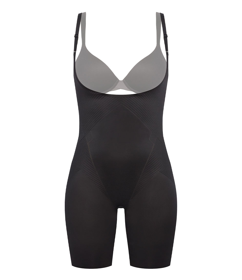 Spanx Nightwear & Loungewear Thinstincts 2.0 Open Bust Mid Thigh Body Very  Black (99990)