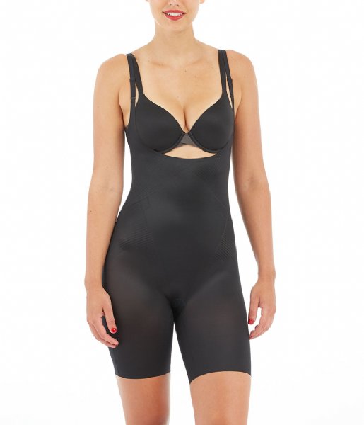 Spanx  Thinstincts 2.0 Open Bust Mid Thigh Body Very Black (99990)