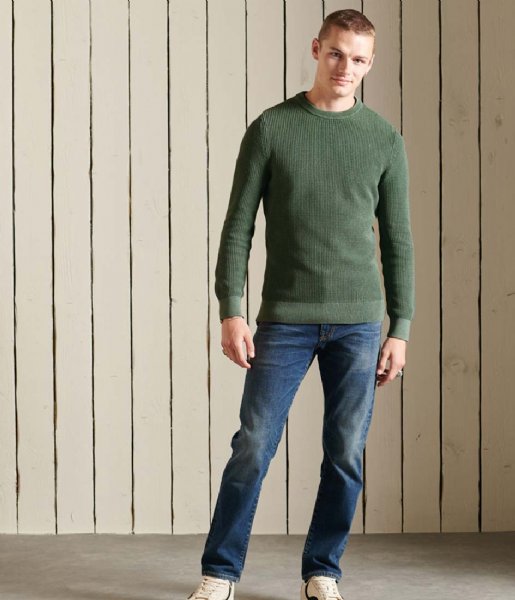 Superdry  Academy Dyed Textured Crew Washed Jungle Green 