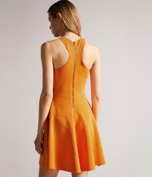 Ted Baker  Salny Rayon Flippy Knit Dress Dark Orange