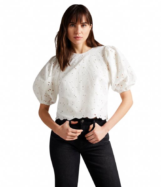 Ted Baker  Inda Cropped Top Puff Sleeve White