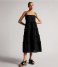 Ted Baker  Hansi Magnolia Burn Out Strappy Tiered Midi Dress Black
