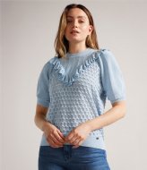Ted Baker Bernise Frill Detailed Knit Top Mid Blue