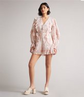 Ted Baker Irvete Soft Ruffle Playsuit Coral